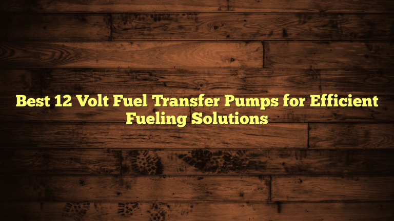 Best 12 Volt Fuel Transfer Pumps for Efficient Fueling Solutions