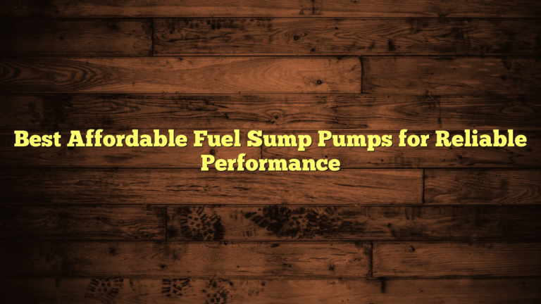 Best Affordable Fuel Sump Pumps for Reliable Performance