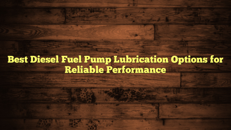 Best Diesel Fuel Pump Lubrication Options for Reliable Performance