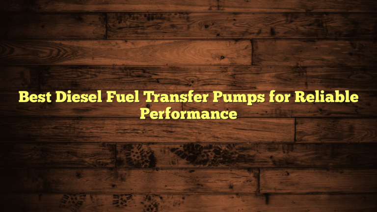 Best Diesel Fuel Transfer Pumps for Reliable Performance