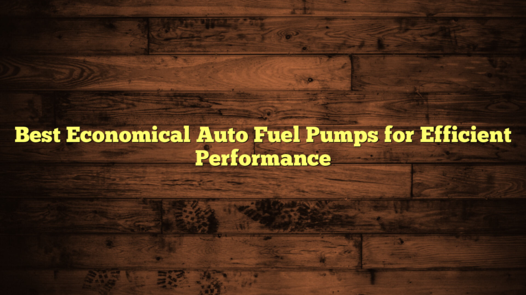 Best Economical Auto Fuel Pumps for Efficient Performance